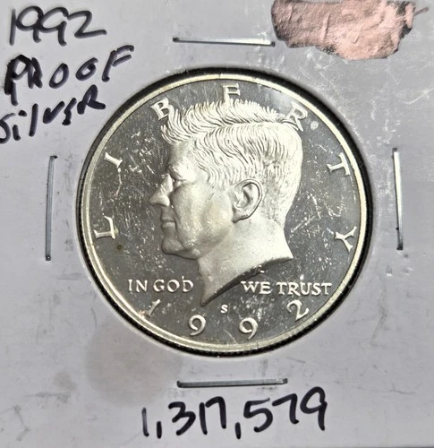 1992-S Kennedy Half Dollar- Silver- Choice Gem Proof Mirrorlike Nice! 90% Silver