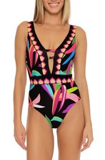 TRINA TURK Birds of Paradise Plunge Neck Flor...