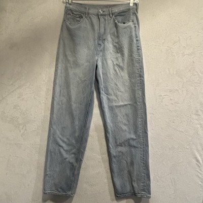 American Eagle Women's Denim Baggy Jeans Size 12 Regular Blue High-Rise Comfy