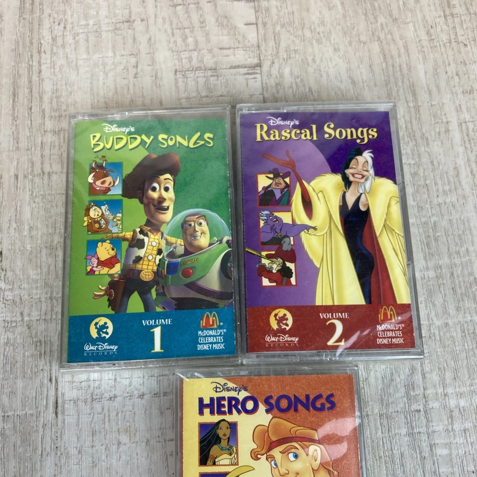 McDonalds 1996 Disneys Music Cassette Tapes Vol 1 Buddy Vol 2 Rascal Vol 3 Hero - Image 2 of 4