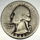 1942 P Washington 90% Silver Quarter Circulated Condition 25c US Coin - 2706