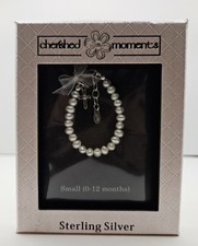 Cherished Moments Sterling Silver Pearl Cross Baby Bracelet Adjustable 0422/181