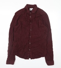 Reiss Men's Burgundy Slim Fit Long Sleeve Button-Up Shirt Size L