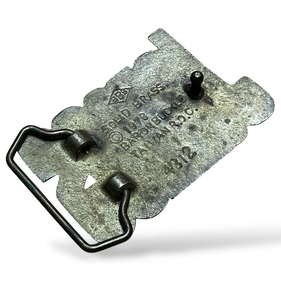 Vintage James Belt Buckle Solid Brass Baron Belt Buckle JAMES 3” 3.4oz 1978 - Image 4 of 4