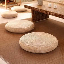 Straw Knitted Sitting Cushion Round Pouf Padded Chair Tatami Floor Cushion Seats