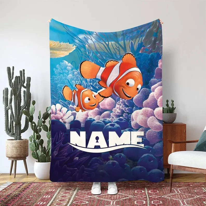 Nemo Pixar Finding Nemo Dad And Son Marlin Clownfish Custom Fleece Blanket