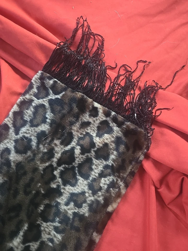 Bufanda Estampado Animal Vintage Leopardo Guepardo Dorado Tostado Marrón, 58" Largo Foto 2 de 3