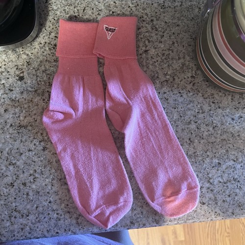 Guess Stitched Pink Women’s 1980’s Socks NWOT - “ Totally Rad” - Picture 1 of 2