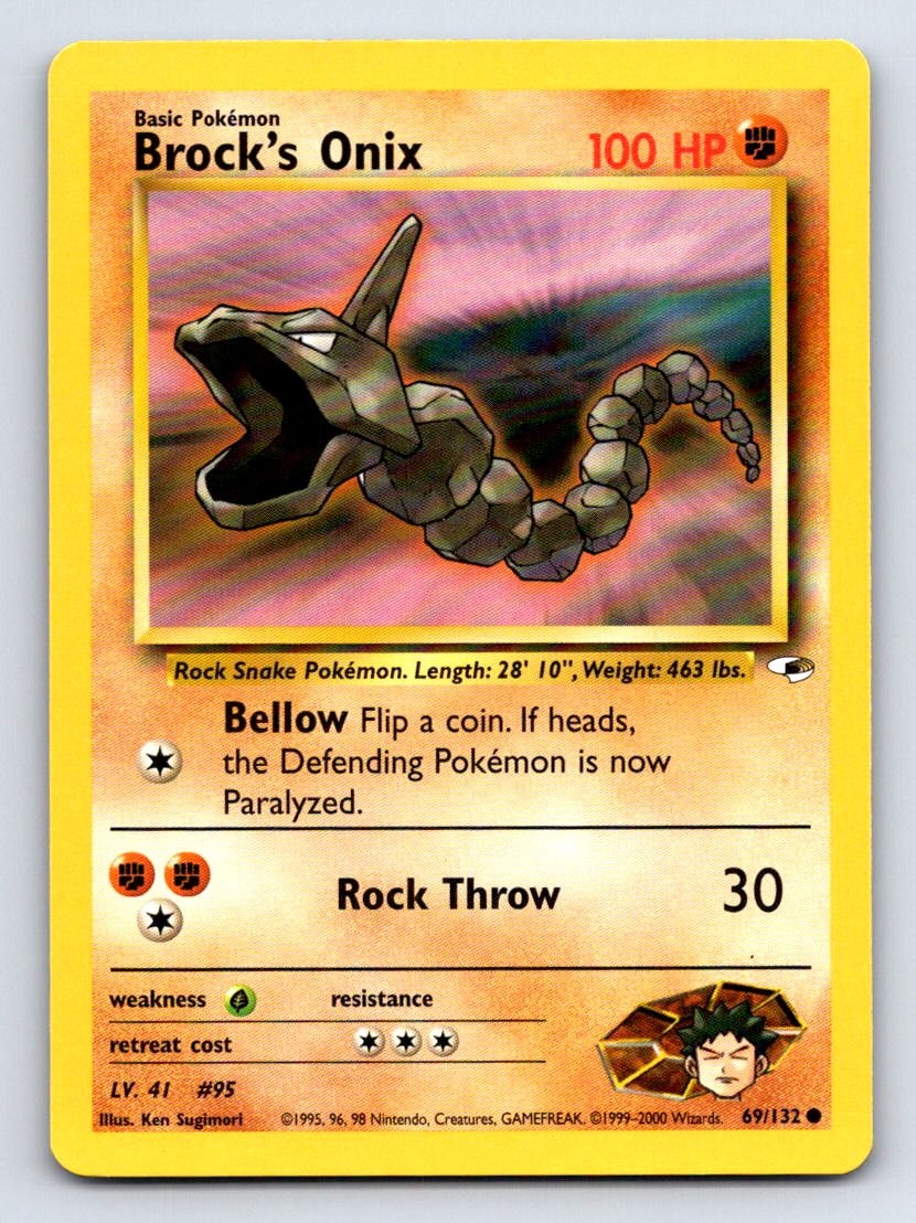 Brock's Onix 69/132 Common Gym Heroes Pokemon Unlimited Lightly Played