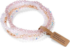Beaded Bracelets for Women Bohemian Multilayered 4Pcs Colorful Crystal Beads Sta