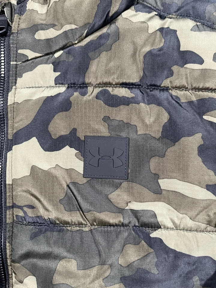 Куртка молодежная Under Armour XL камуфляжная с капюшоном на молнии пуховик стеганая с черными рукавами - Изображение 4 из 4