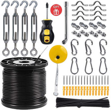 String Light Hanging Kit 164ft Stainless Steel Wire Rope Outdoor Guide