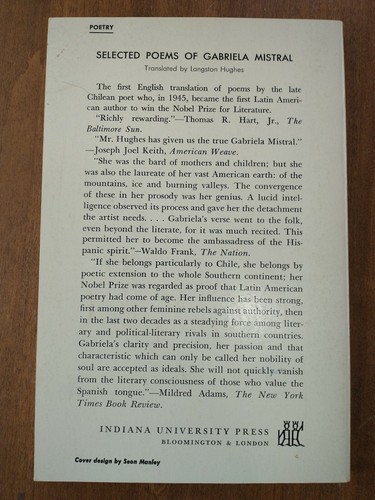 Selected Poems Of Gabriela Mistral Trans By Langston Hughes 1966 Pb V Good Ebay