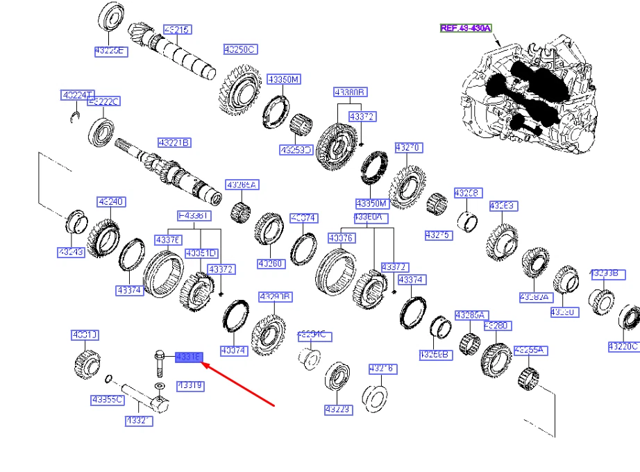 HYUNDAI TUCSON NX4 MK4 Reverse Idler Gear Shaft Bolt 4331834001  