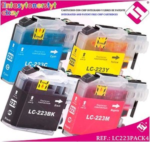 PACK 4 TINTA LC223 BROTHER IMPRESORA DCP J562DW CARTUCHO NONOEM | eBay