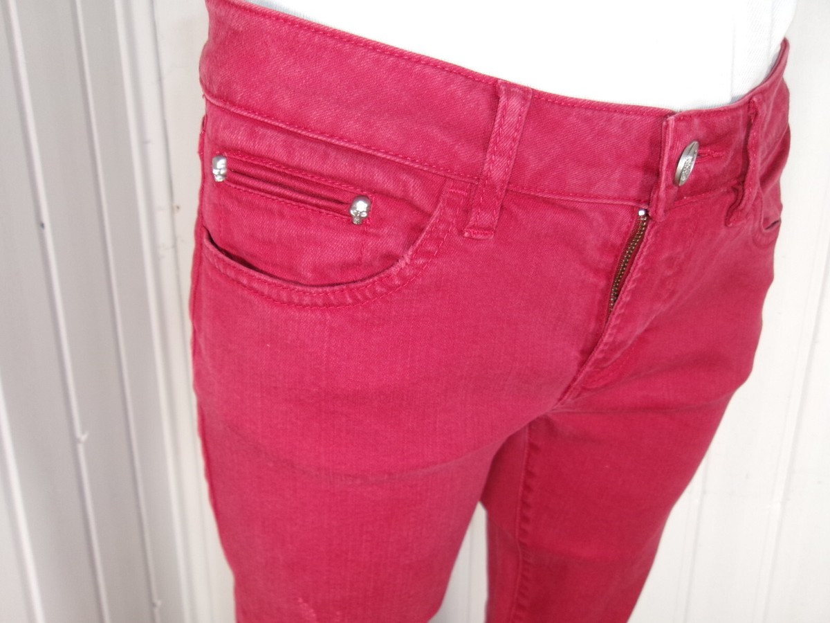 Pantalon jeans rouge taille basse skinny stretch THE KOOPLES W28