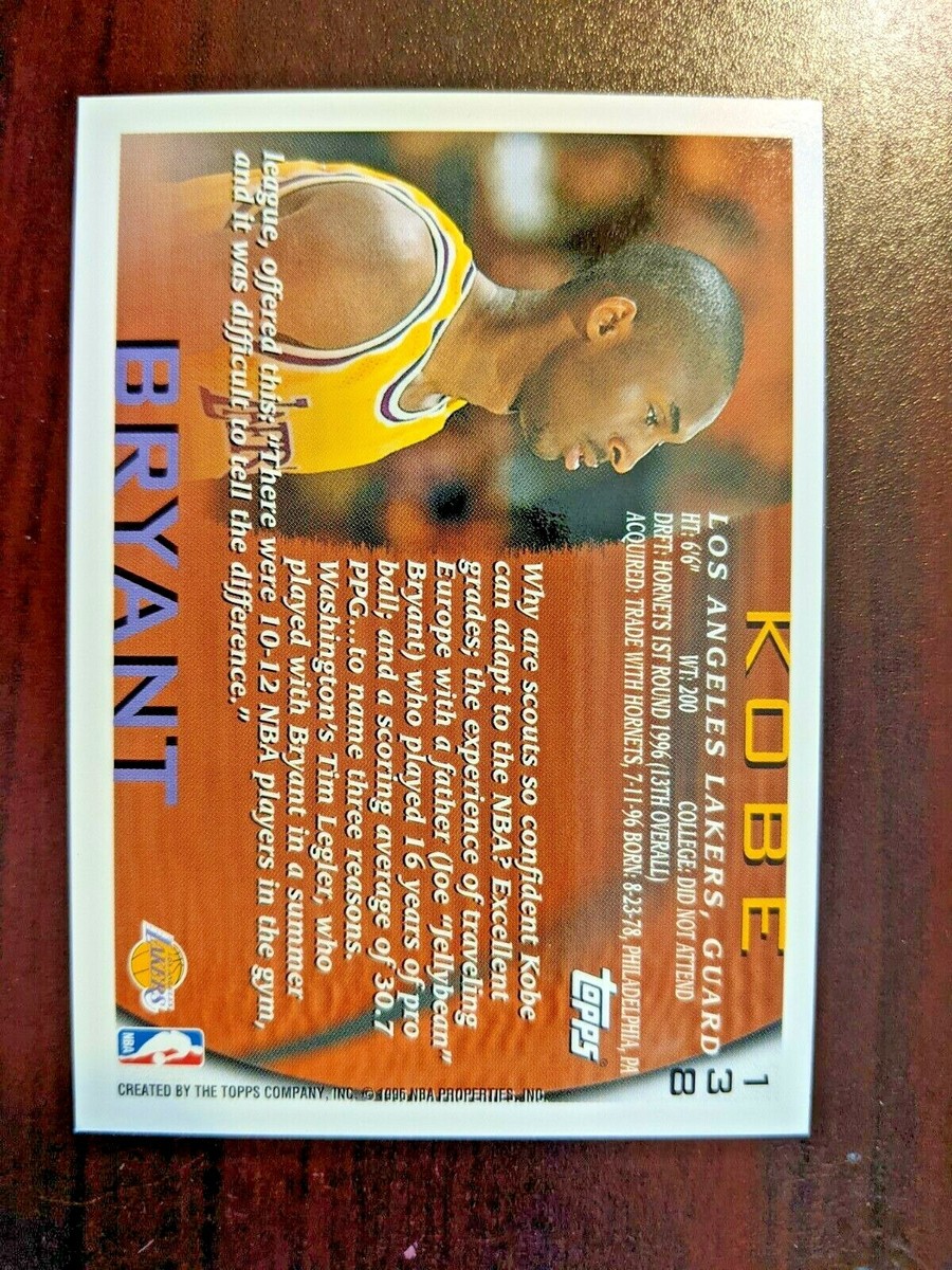 コレクション Kobe Bryant NBA topps card 138 Kobe Bryant 1996 Topps Basketball Rookie Card RC #138 Graded