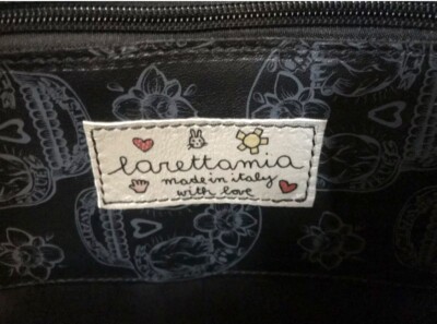 Italian Larettamia black leather and suede backpack with skull and flower motif BEAUTIFUL LARETTAMIA BLACK LEATHER BACKPACK - SKULL Calavera  main image 2