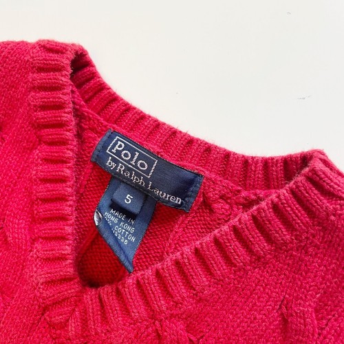 • Polo Ralph Lauren Red Cable Knit Sweater Vest • Size 5 - Picture 4 of 4