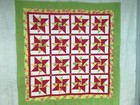 Star Quilt Top Lime Tangerine Lemon Rose & White, New Cotton 55 X 55 Inches — photo 1