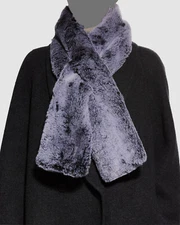 $85 Surell Women's Gray Faux-Fur Rex Rabbit Acrylic Pull-Through Scarf One Size