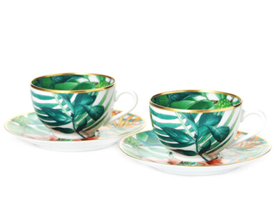 Hermes Passifolia Tea Cup Saucer Tableware 2 set Green Botanical