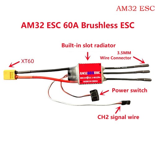 JMT AM32 60A 80A 150A 200A sin escobillas ESC 2-6S BEC 6V/2A 6V/5A para coche 1/10 1/8 - Imagen 4 de 28