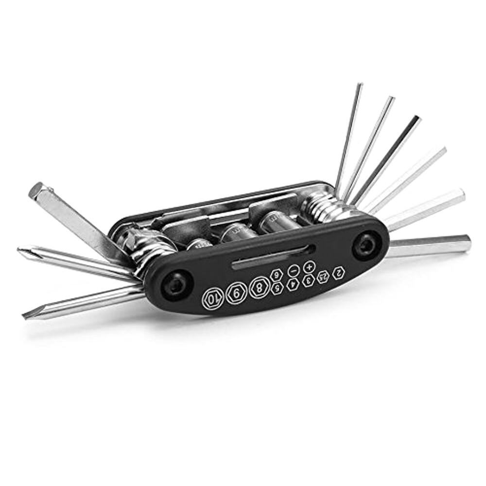16 in 1 Multi Functional Bike Bicycle Repair Set Tool Kit Cycling Bikes - Nero