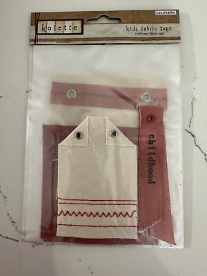 Colorbok Kolette 4 Stitched Kid Fabric Tags~Laughter Young at Heart Scrapbooking