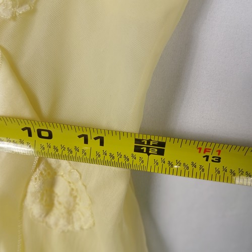 Camicia da notte vintage Van Raalte gialla nylon chiffon pizzo taglia 32 - Foto 11 di 13