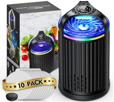 Indoor fly trap with bug light, gnat & fruit fly catcher, includes 10 refills.