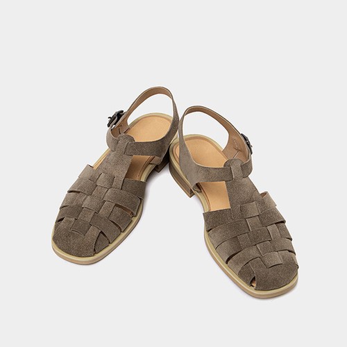 Closed Toe Sandal Knit Buckle Slingback Real Leather Men Shoes Retro Roman Style - Picture 26 of 26