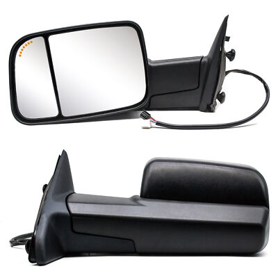 Pair Tow Mirrors For 2009-18 Dodge Ram 1500/2500/3500 Power Heated Arrow Signal