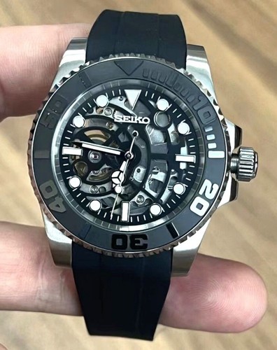 Seikmod GMTeiko AbyssBlade NH35 Automatic Sapphire Black Bezel Skeleton Dial - Picture 9 of 9