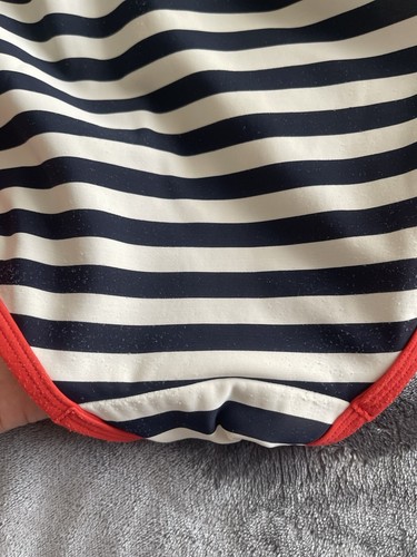 Boden One piece Swimsuit Navy White Red striped Jump In Size 6 Padded Nautical - Picture 9 of 10