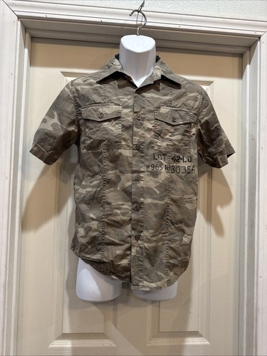 Point Zero Men's semi-fit Military Button Up Short Sleeved Shirt Size Med Camo - Picture 2 of 7