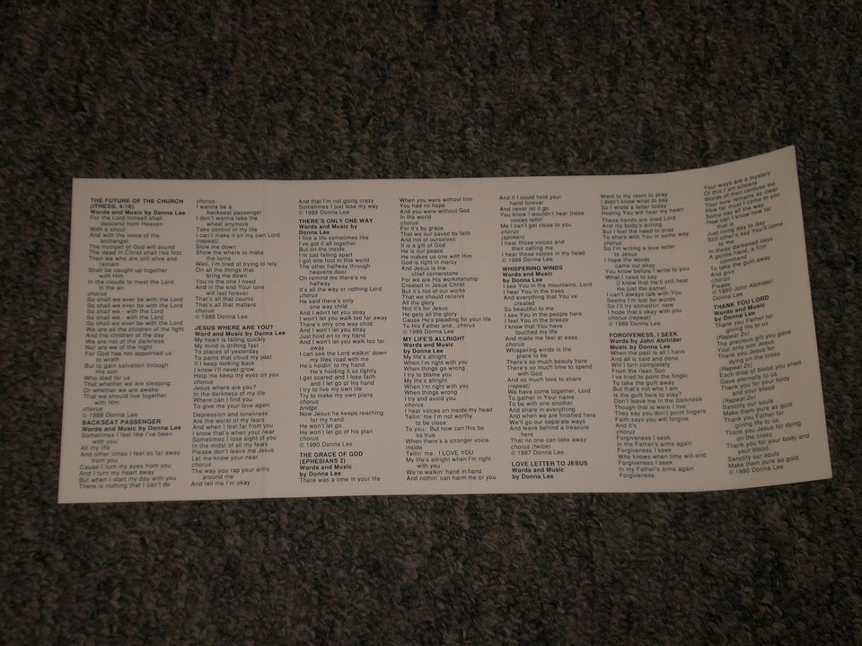 Donna LeeBackseat PassengerPrivate Label Christian GospelCassette