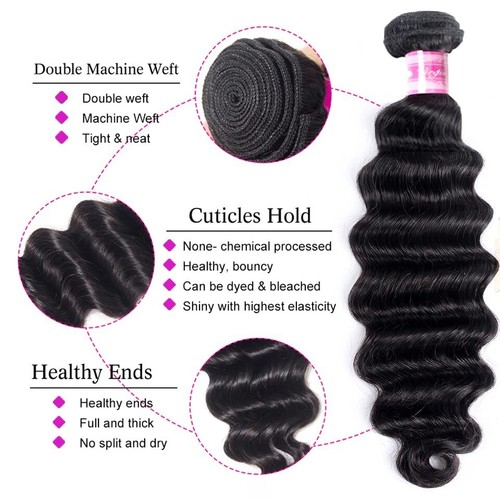 Loose Deep Wave 4 Bundles Human Hair Wig Cap Brazilian Remy 16"/18"/20"/22" - Picture 5 of 13