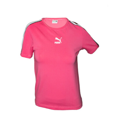 PUMA Classics Tight Top Bubblegum pink T-Shirt Damen Logo Stripes Slim Fit NEU 