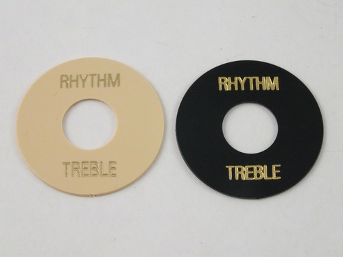 3 Way TOGGLE SWITCH ROUND PLATE Les Paul RHYTHM TREBLE stamped in Gold, 2 Cols - 第 1/5 張圖片