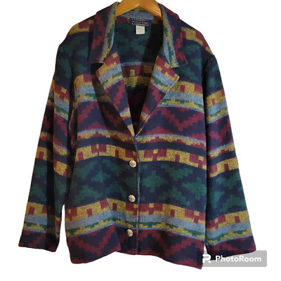 Willow Ridge Tweed Jacket Womens 18W Southwest Boho Vintage 90s Rancher Grandma