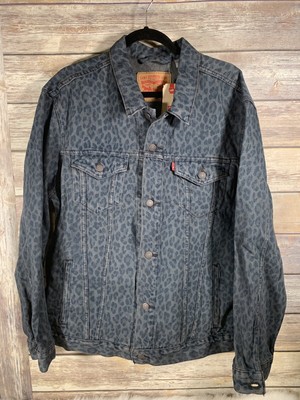 levi's leopard print denim jacket