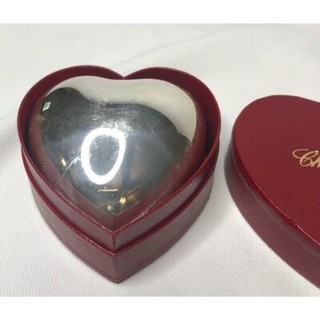 Chopard Sterling Silver Heart Shaped Ring Box with Velvet Lining and Chopard Hea