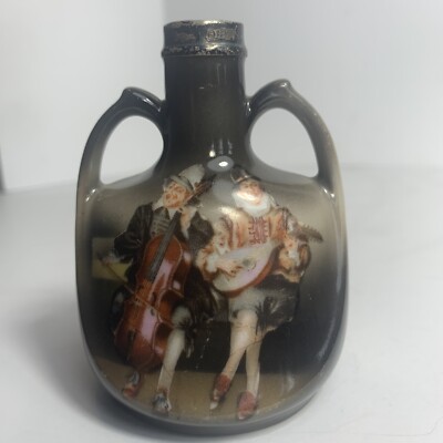 Royal Bayreuth Bavaria 2 Handled Vase 2 Men Playing Music Sterling Rim Vintage