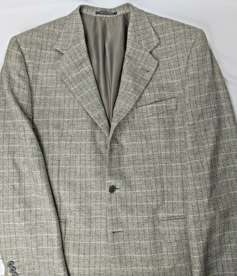 Abrigo Lubiam Marrón Tostado Lana Virgen Cuadros Cirujano Puños Hombre Talla 52R Italia 42R EE. UU. Foto 2 de 4