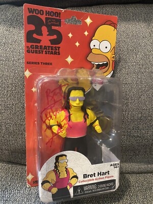 NECA Simpsons Series Three Exclusive Bret Hart WWE Action Figure Signed Pls Read