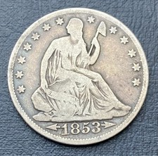 1853 United States of America Seated Liberty Half Dollar (O) Rays&arrows.c Pics
