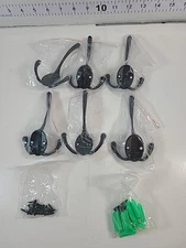 6 Pack Heavy Duty Retro Double Wall Mount Utility Hooks - Versatile for Coats