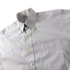Brooks Brothers 346 Mens White Blue Check Non Iron Button Up Shirt 16 4/5