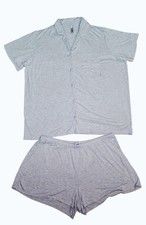 SKIMS Sleep Short Pajama Set Lounge Sleep Set Button Up Grey Size Large
